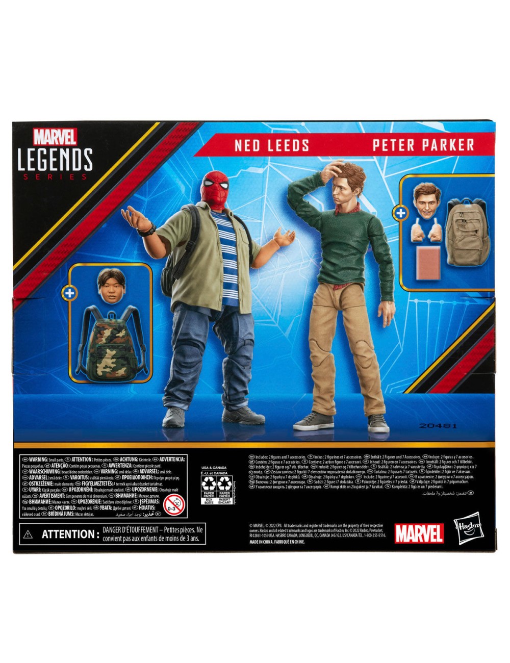 Marvel Legends Spider-man Homecoming Peter Parker and Ned Leeds set 2 figures 15cm