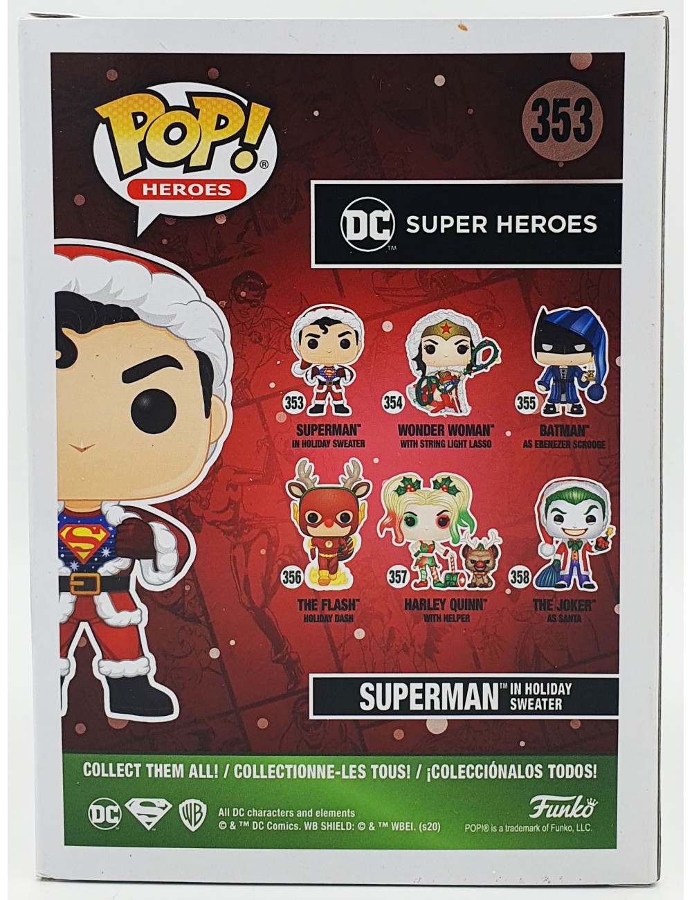 Funko POP DC Super Heroes Superman in Holiday sweater (353) Flocked Special Edition