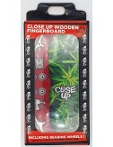 Close Up Wooden Fingerboard Leaf Silver Trucks
