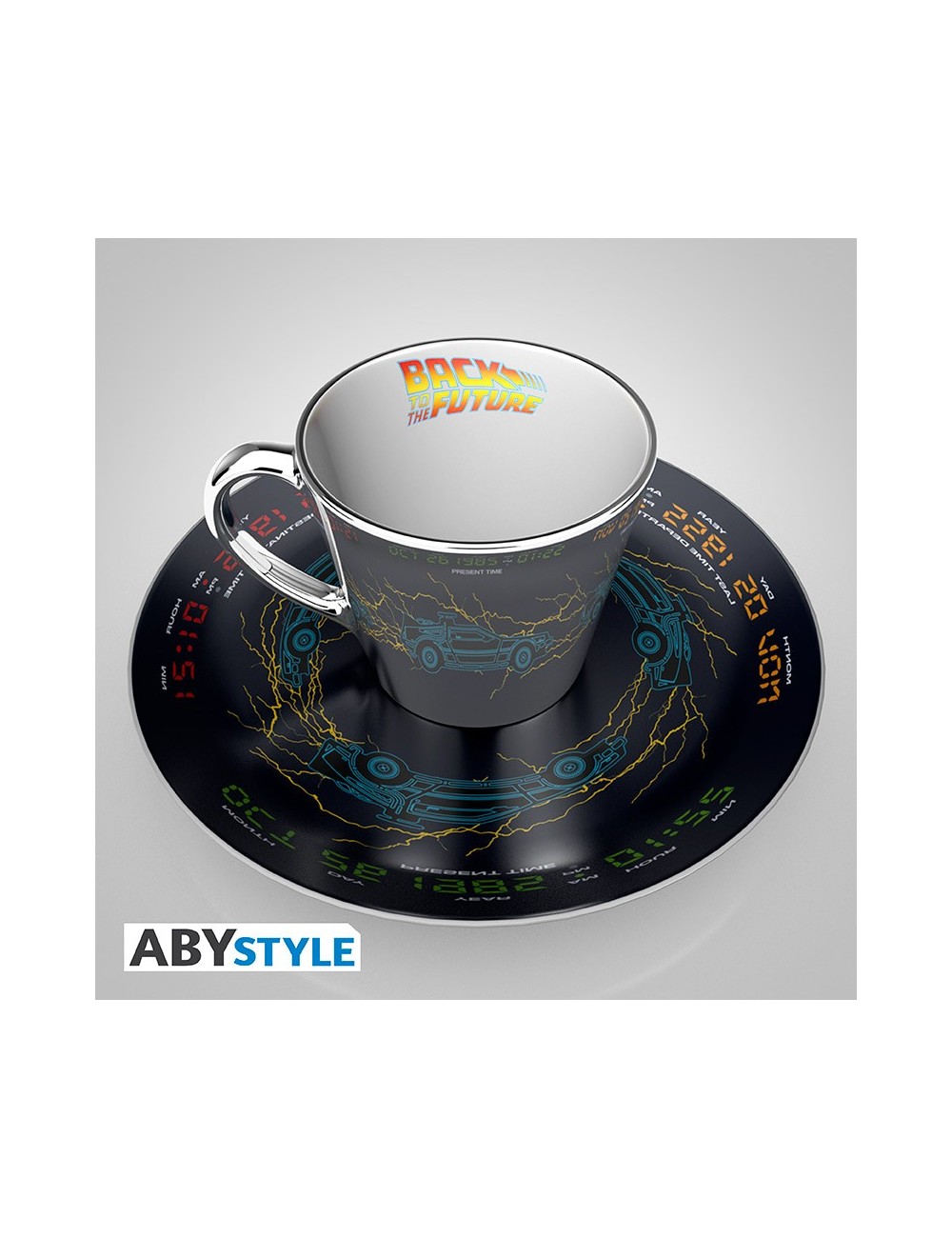 Back To The Future - Mirror mug & plate set - DeLorean