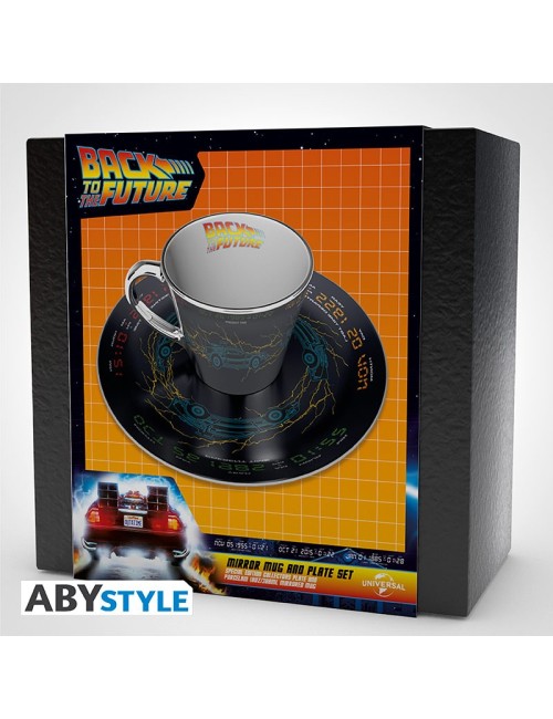 Back To The Future - Mirror mug & plate set - DeLorean