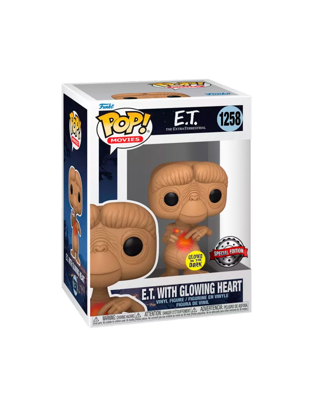 Funko POP 40Th Anniversary E.T. With Glowing Heart (1258) Glows In The Dark