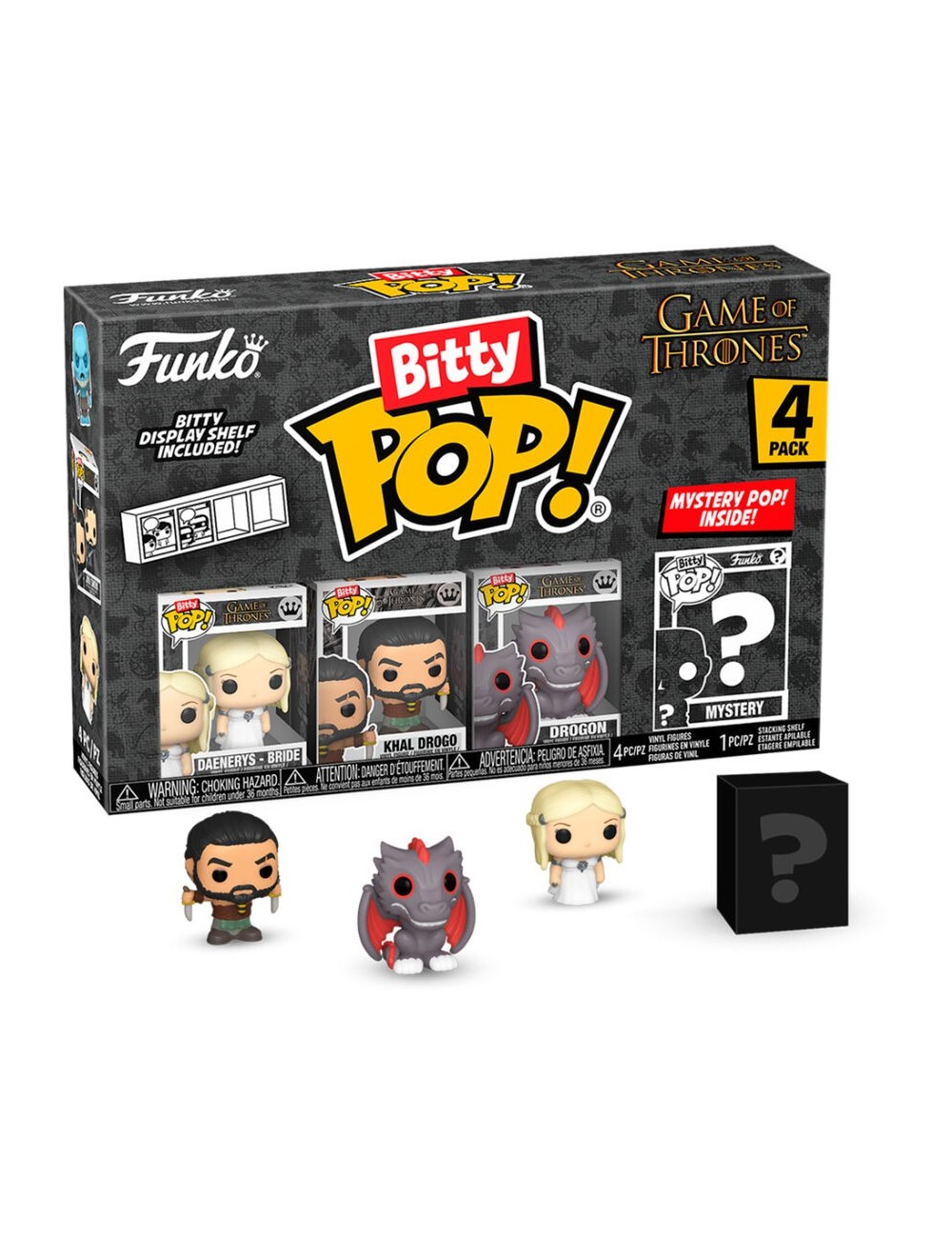 Bitty POP Game Of Thrones 4-Pack - Daenerys, Khal Drogo, Drogon + Mystery Pop