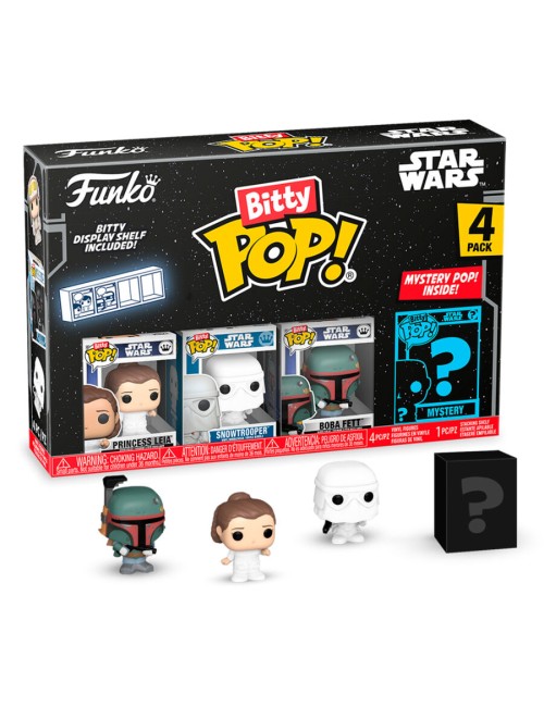 Bitty POP Star Wars 4-Pack - Leia, Snowtrooper, Boba Fett + Mystery Pop