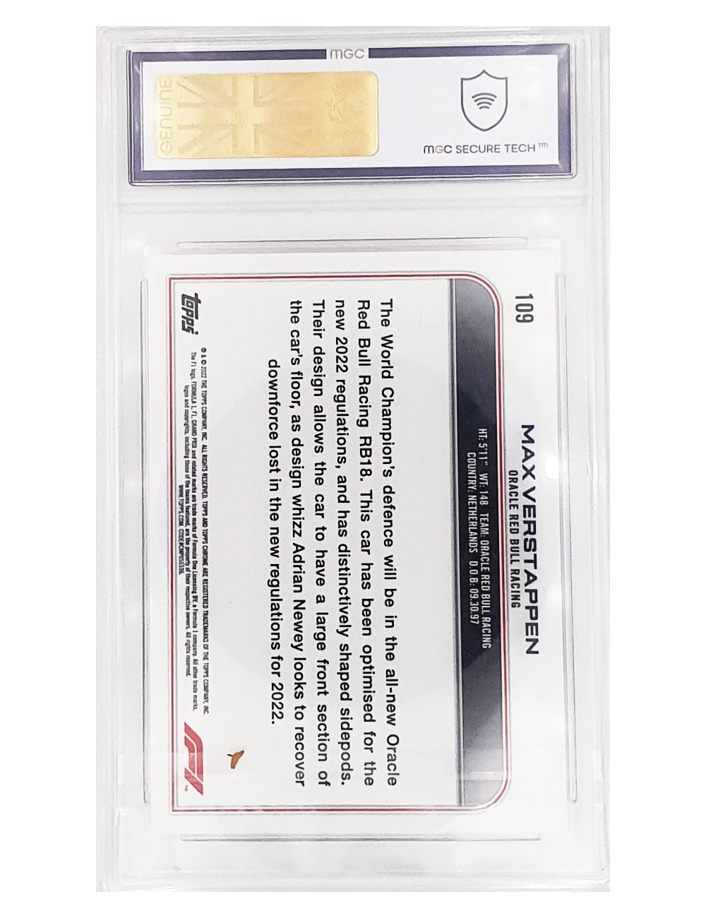 2022 F1 Topps Chrome - Max Verstappen - Oracle Red Bull Racing  No.109 - 10