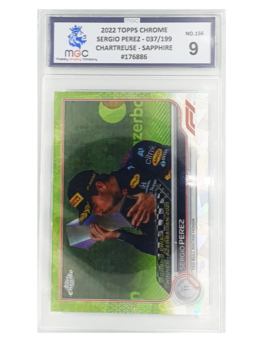 2022 F1 Topps Chrome - Sergio Perez - 037/199 - Chartreuse - Sapphire No.156 - 9