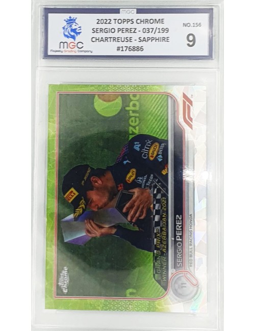 2022 F1 Topps Chrome - Sergio Perez - 037/199 - Chartreuse - Sapphire No.156 - 9