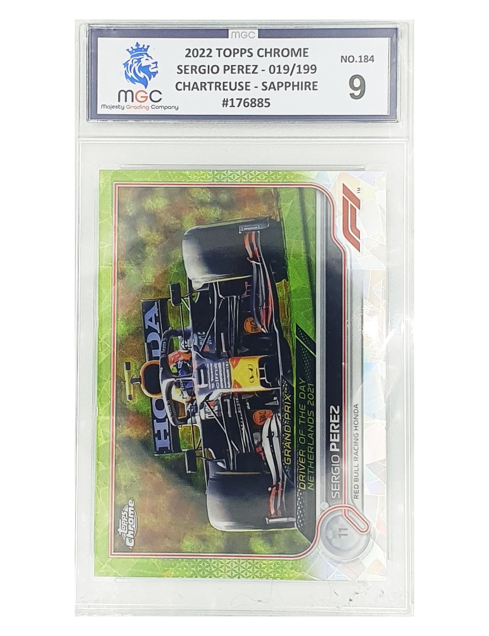 2022 F1 Topps Chrome - Sergio Perez - 019/199 - Chartreuse - Sapphire No.184 - 9