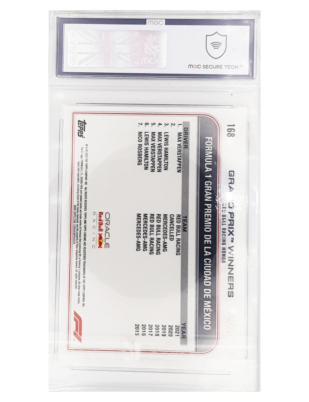 2022 F1 Topps Chrome - Max Verstappen - 070/100 - Sepia - Saphire No.168 - 8