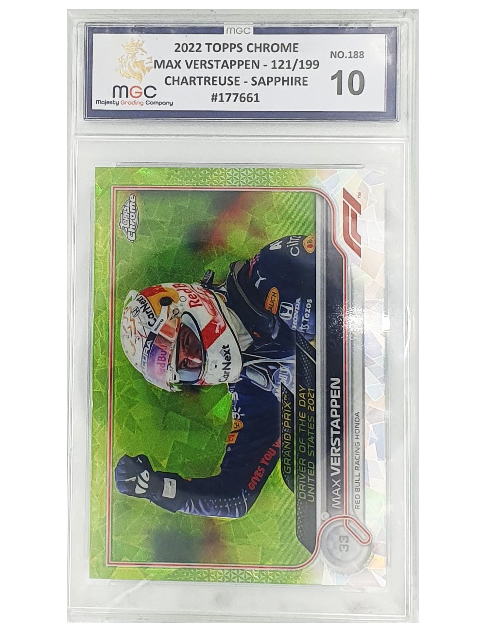 2022 Topps Chrome - Max Verstappen - 121/199 - Chartreuse - Sapphire No 188 - 10