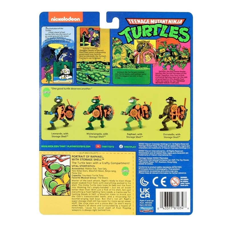 Teenage Mutant Ninja Turtles (1980's) - Raphael with Storage Shell - Retro Figure 10cm