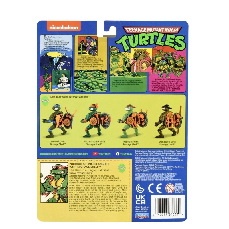 Teenage Mutant Ninja Turtles (1980's) - Michelangelo with Storage Shell - Retro Figure 10cm