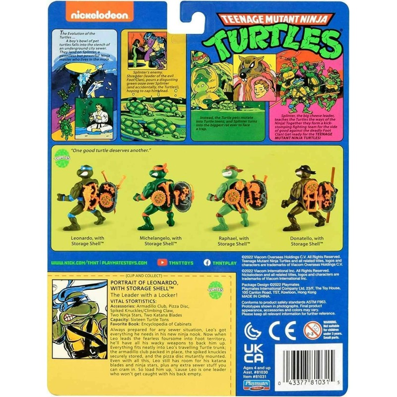 Teenage Mutant Ninja Turtles (1980's) - Leonardo with Storage Shell - Retro Figure 10cm