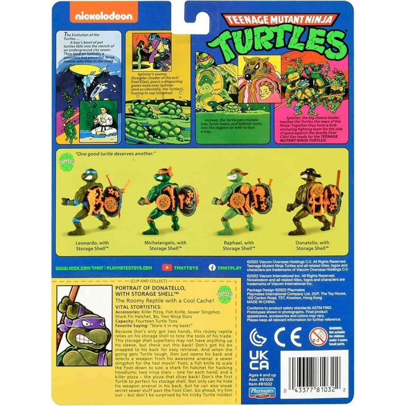 Teenage Mutant Ninja Turtles (1980's) - Donatello with Storage Shell - Retro Figure 10cm