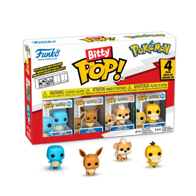 Funko Bitty POP Pokemon 4-Pack - Squirtle, Eevee, Growlithe, Psyduck