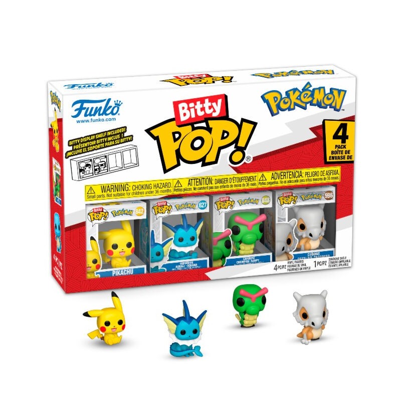 Funko Bitty POP Pokemon 4-Pack - Pikachu, Vaporeon, Caterpie, Cubone