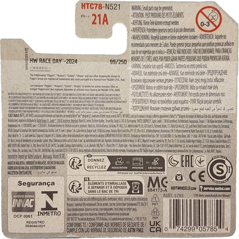 Hot Wheels - HW Race Day - Pagani Zonda R - HTC78 - 1:64