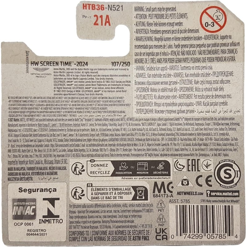 Hot Wheels - HW Screen Time - 007 Goldfinger - Aston Martin 1963 DB5 - HTB36 - 1:64