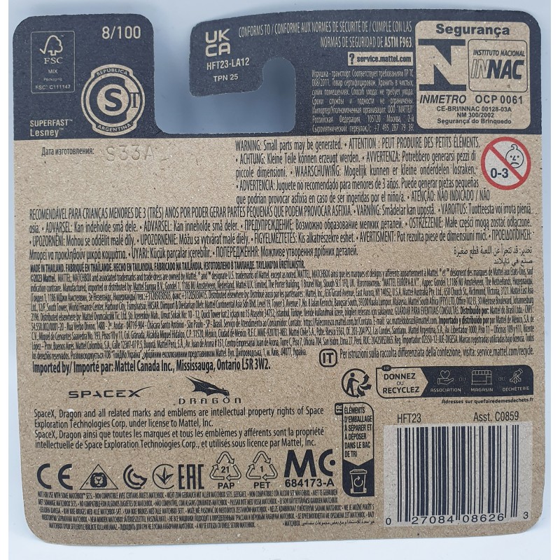 Matchbox - SpaceX Dragon - HFT23-LA12 - 1:64