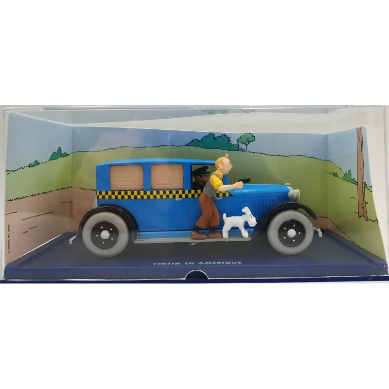 Tintin Editions Atlas No. 04 Blue Checker Taxi from Tintin in America 1:43 Model Car