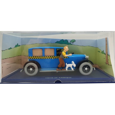 Tintin Editions Atlas No. 04 Blue Checker Taxi from Tintin in America 1:43 Model Car