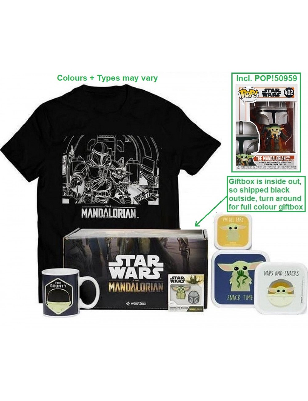Funko Giftbox STAR WARS Including: POP Figure, Cup, Lunchbox, Pins, T-Shirt Size 2XL (402)